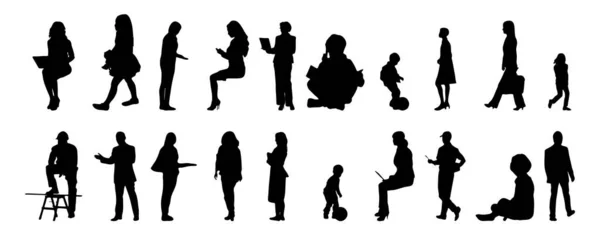 Vector Silhouettes Outline Silhouettes People Contour Drawing People Silhouette Icon — Stock Vector