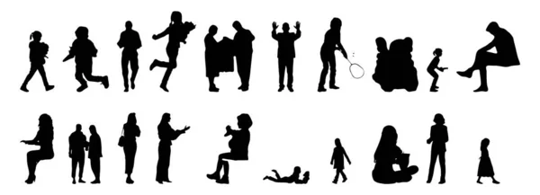 Silhouettes Vectorielles Silhouettes Esquissées Personnes Dessin Contour Silhouette Personnes Icône — Image vectorielle