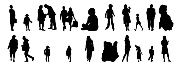 Vektor Silhouetten Umrisse Von Menschen Konturzeichnung Menschen Silhouette Icon Set — Stockvektor