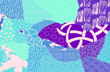 Soyut siyah darbeler, El, Vektör Deseni 'ni çizdi. Geometrik tarzda soyut arkaplan. Soyut çok renkli geometrik desen