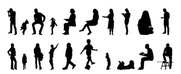 Vektor Silhouetten Umrisse Von Menschen Konturzeichnung Menschen Silhouette Icon Set — Stockvektor