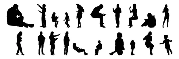 Silhouettes Vectorielles Silhouettes Esquissées Personnes Dessin Contour Silhouette Personnes Icône — Image vectorielle