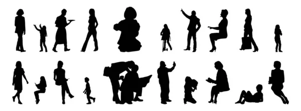 Silhouettes Vectorielles Silhouettes Esquissées Personnes Dessin Contour Silhouette Personnes Icône — Image vectorielle