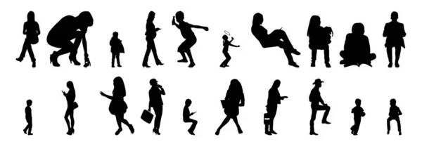 Vector Silhouettes Outline Silhouettes People Contour Drawing People Silhouette Icon — Stock Vector