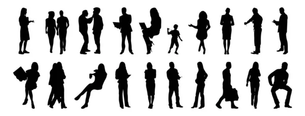 Vector Silhouettes Outline Silhouettes People Contour Drawing People Silhouette Icon — 스톡 벡터