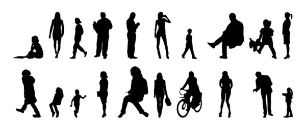 Vector Silhouettes Outline Silhouettes People Contour Drawing People Silhouette Icon — Stock Vector