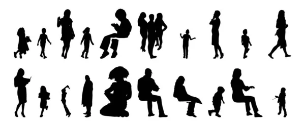 Vector Silhouettes Outline Silhouettes People Contour Drawing People Silhouette Icon — Stock Vector