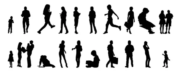 Silhouettes Vectorielles Silhouettes Esquissées Personnes Dessin Contour Silhouette Personnes Icône — Image vectorielle