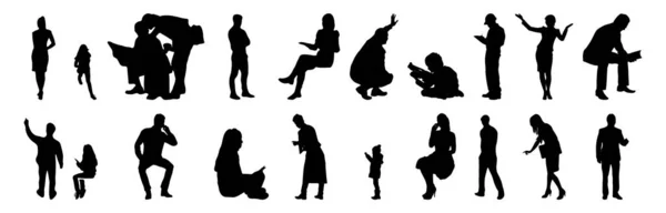 Vector Silhouettes Outline Silhouettes People Contour Drawing People Silhouette Icon — 스톡 벡터