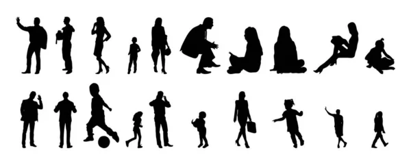 Vector Silhouettes Outline Silhouettes People Contour Drawing People Silhouette Icon — Stock Vector