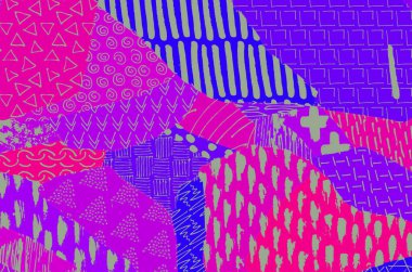 Soyut siyah darbeler, El, Vektör Deseni 'ni çizdi. Geometrik tarzda soyut arkaplan. Soyut çok renkli geometrik desen