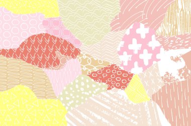 Soyut siyah darbeler, El, Vektör Deseni 'ni çizdi. Geometrik tarzda soyut arkaplan. Soyut çok renkli geometrik desen