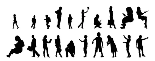 Vector Silhouettes Outline Silhouettes People Contour Drawing People Silhouette Icon — Stock Vector