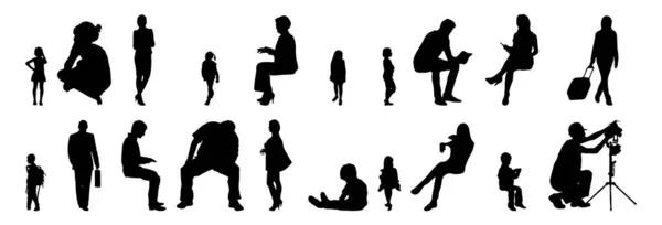 Silhouettes Vectorielles Silhouettes Esquissées Personnes Dessin Contour Silhouette Personnes Icône — Image vectorielle