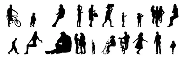 Vektor Silhouetten Umrisse Von Menschen Konturzeichnung Menschen Silhouette Icon Set — Stockvektor