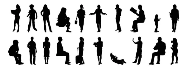 Silhouettes Vectorielles Silhouettes Esquissées Personnes Dessin Contour Silhouette Personnes Icône — Image vectorielle