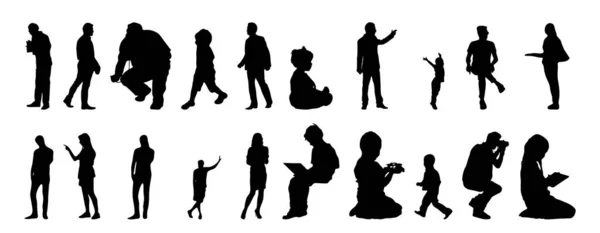 Silhouettes Vectorielles Silhouettes Esquissées Personnes Dessin Contour Silhouette Personnes Icône — Image vectorielle