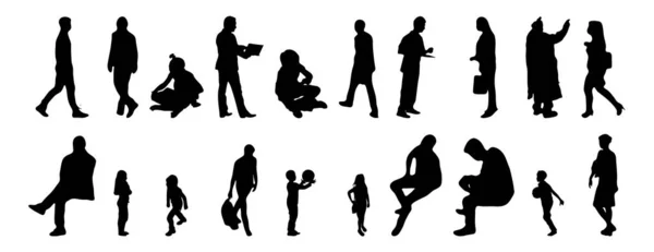 Silhouettes Vectorielles Silhouettes Esquissées Personnes Dessin Contour Silhouette Personnes Icône — Image vectorielle