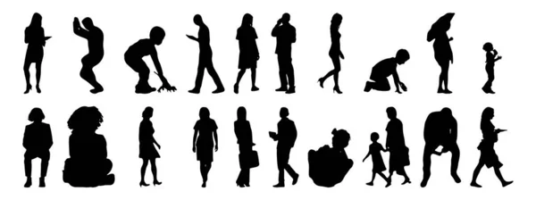 Silhouettes Vectorielles Silhouettes Esquissées Personnes Dessin Contour Silhouette Personnes Icône — Image vectorielle