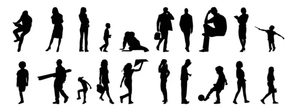 Silhouettes Vectorielles Silhouettes Esquissées Personnes Dessin Contour Silhouette Personnes Icône — Image vectorielle