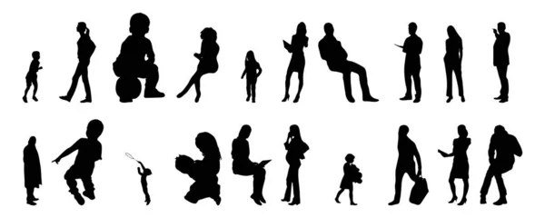 Vector Silhouettes Outline Silhouettes People Contour Drawing People Silhouette Icon — Stock Vector