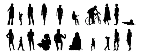 Vector Silhouettes Outline Silhouettes People Contour Drawing People Silhouette Icon — Stock Vector