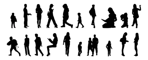 Vector Silhouetten Overzicht Silhouetten Van Mensen Contourtekening Personensilhouet Icoon Set — Stockvector