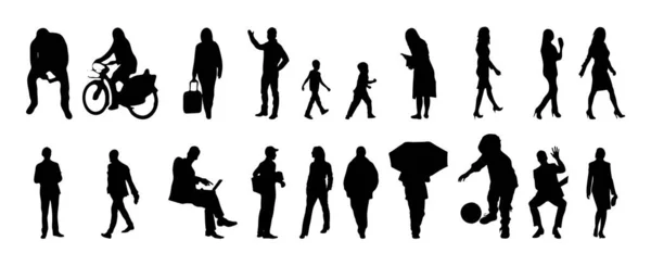 Vektor Silhouetten Umrisse Von Menschen Konturzeichnung Menschen Silhouette Icon Set — Stockvektor