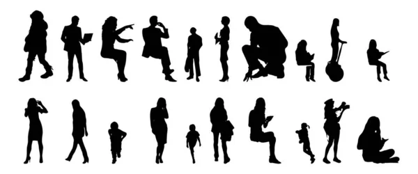 Silhouettes Vectorielles Silhouettes Esquissées Personnes Dessin Contour Silhouette Personnes Icône — Image vectorielle