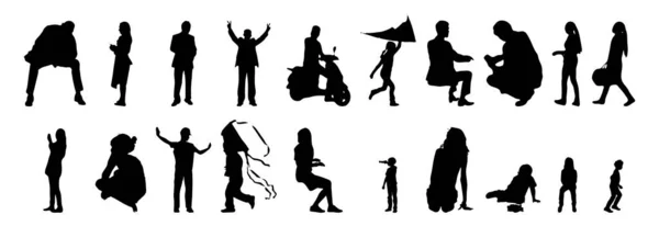 Silhouettes Vectorielles Silhouettes Esquissées Personnes Dessin Contour Silhouette Personnes Icône — Image vectorielle