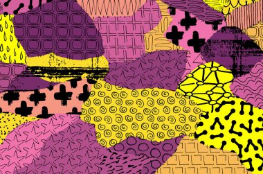 Soyut siyah darbeler, El, Vektör Deseni 'ni çizdi. Geometrik tarzda soyut arkaplan. Soyut çok renkli geometrik desen