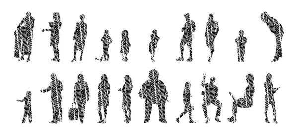 Vector Silhouettes Outline Silhouettes People Contour Drawing People Silhouette Icon — 스톡 벡터