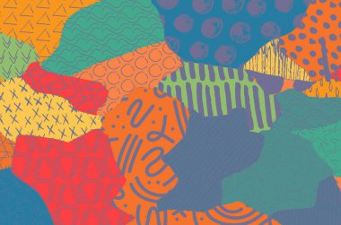 Soyut siyah darbeler, El, Vektör Deseni 'ni çizdi. Geometrik tarzda soyut arkaplan. Soyut çok renkli geometrik desen