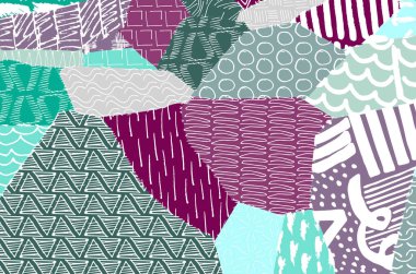 Soyut siyah darbeler, El, Vektör Deseni 'ni çizdi. Geometrik tarzda soyut arkaplan. Soyut çok renkli geometrik desen