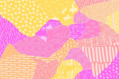 Soyut siyah darbeler, El, Vektör Deseni 'ni çizdi. Geometrik tarzda soyut arkaplan. Soyut çok renkli geometrik desen