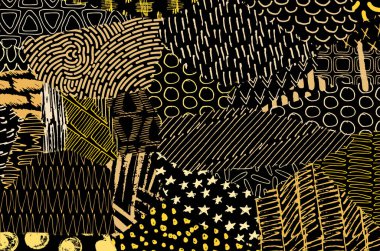 Soyut siyah darbeler, El, Vektör Deseni 'ni çizdi. Geometrik tarzda soyut arkaplan. Soyut çok renkli geometrik desen