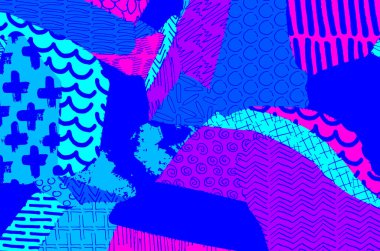 Soyut siyah darbeler, El, Vektör Deseni 'ni çizdi. Geometrik tarzda soyut arkaplan. Soyut çok renkli geometrik desen