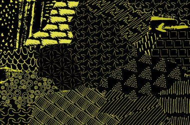 Soyut siyah darbeler, El, Vektör Deseni 'ni çizdi. Geometrik tarzda soyut arkaplan. Soyut çok renkli geometrik desen