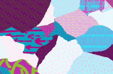 Soyut siyah darbeler, El, Vektör Deseni 'ni çizdi. Geometrik tarzda soyut arkaplan. Soyut çok renkli geometrik desen