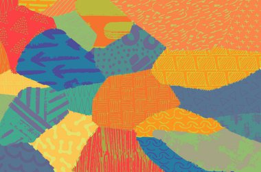 Soyut siyah darbeler, El, Vektör Deseni 'ni çizdi. Geometrik tarzda soyut arkaplan. Soyut çok renkli geometrik desen