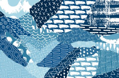 Soyut siyah darbeler, El, Vektör Deseni 'ni çizdi. Geometrik tarzda soyut arkaplan. Soyut çok renkli geometrik desen