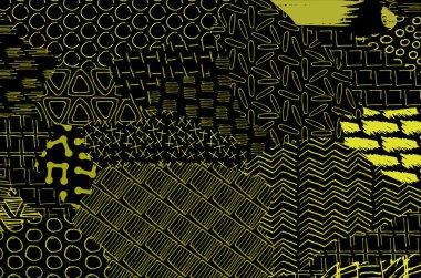 Soyut siyah darbeler, El, Vektör Deseni 'ni çizdi. Geometrik tarzda soyut arkaplan. Soyut çok renkli geometrik desen