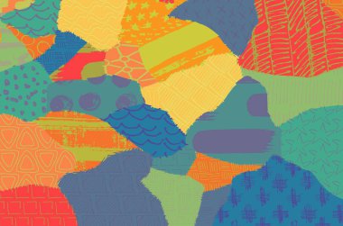 Soyut siyah darbeler, El, Vektör Deseni 'ni çizdi. Geometrik tarzda soyut arkaplan. Soyut çok renkli geometrik desen