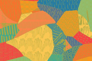 Soyut siyah darbeler, El, Vektör Deseni 'ni çizdi. Geometrik tarzda soyut arkaplan. Soyut çok renkli geometrik desen