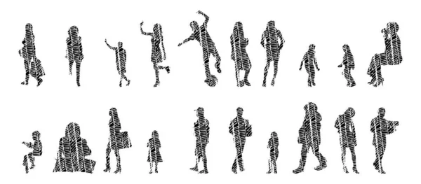 Vector Silhouettes Outline Silhouettes People Contour Drawing People Silhouette Icon — 스톡 벡터