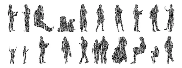 Vector Silhouettes Outline Silhouettes People Contour Drawing People Silhouette Icon — 스톡 벡터