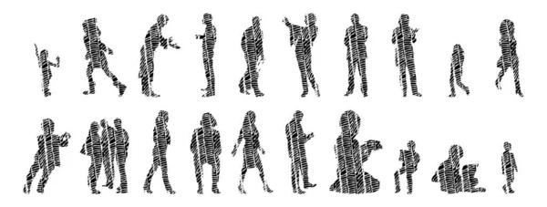 Vector Silhouettes Outline Silhouettes People Contour Drawing People Silhouette Icon — 스톡 벡터