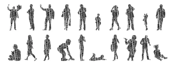 Siluetas Vectores Siluetas Contorno Personas Dibujo Contorno Silueta Personas Icono — Archivo Imágenes Vectoriales