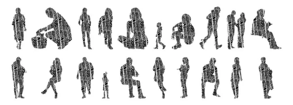 Vector Silhouettes Outline Silhouettes People Contour Drawing People Silhouette Icon — 스톡 벡터