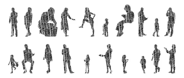 Vector Silhouettes Outline Silhouettes People Contour Drawing People Silhouette Icon — 스톡 벡터